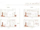 静安广场_A1户型，建面62㎡ 建面65平米