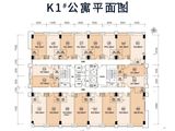 富力城八号园_K1#公寓户型平面图 建面37平米